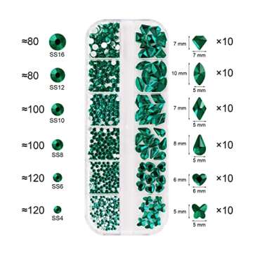 Noverlife 660PCS 3D Nail Art Rhinestones for Nail Design, Flatback Nail Crystal Diamond with Wax Pen, Nail Charms Gems for DIY Crafts Nail Decorations