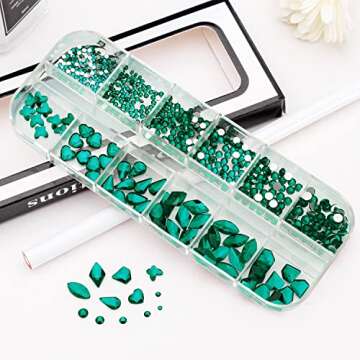 Noverlife 660PCS 3D Nail Art Rhinestones for Nail Design, Flatback Nail Crystal Diamond with Wax Pen, Nail Charms Gems for DIY Crafts Nail Decorations