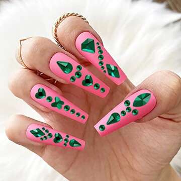 Noverlife 660PCS 3D Nail Art Rhinestones for Nail Design, Flatback Nail Crystal Diamond with Wax Pen, Nail Charms Gems for DIY Crafts Nail Decorations