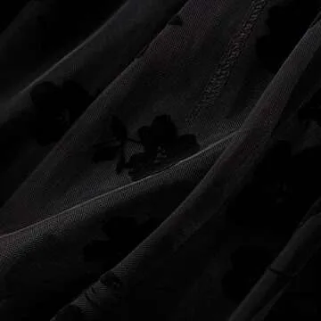 Dirholl Women's A-Line Fairy Elastic Waist Polyester Spandex Midi Skirt Flowers Black