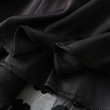 Dirholl Women's A-Line Fairy Elastic Waist Polyester Spandex Midi Skirt Flowers Black