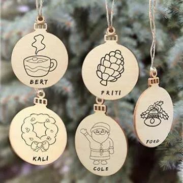 40 Pcs Unfinished Wood Ornaments Wood Slice DIY Christmas Ornaments Hanging Decoration 2.75"x3.6" with Pre Cut Strings