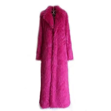 Old Dird Women Warm Long Sleeve Parka Faux Fur Coat - Chic Full-Length Overcoat in Rose (4X-Large)
