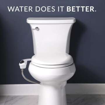 Bio Bidet SlimEdge Bidet Attachment for Toilet, Non Electric, Self Cleaning Dual Nozzles for Front a...