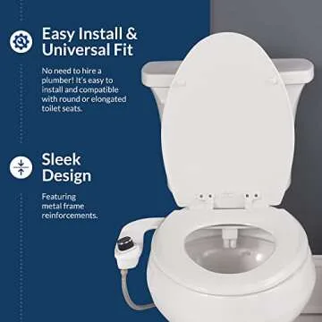 Bio Bidet SlimEdge Bidet Attachment for Toilet, Non Electric, Self Cleaning Dual Nozzles for Front and Rear Cold Water Wash, Adjustable Water Pressure, Ultra Thin Design, White