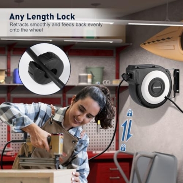 HOZEREEL 50+5 Ft Hybrid Air Hose Reel 300 PSI 180° Swivel