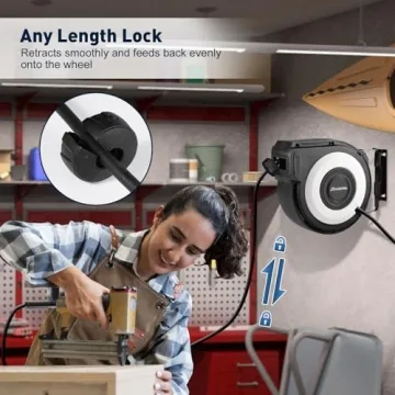 HOZEREEL 50+5 Ft Hybrid Air Hose Reel 300 PSI 180° Swivel