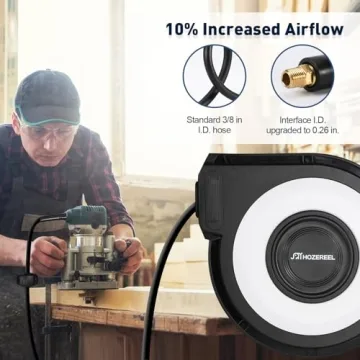 HOZEREEL 50+5 Ft Hybrid Air Hose Reel 300 PSI 180° Swivel