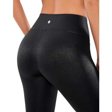 CRZ YOGA Butterluxe Matte Faux Leather Leggings for Women 28'' - No Front Seam High Waist Stretch Tights Pleather Pants Faux Leather Black Medium