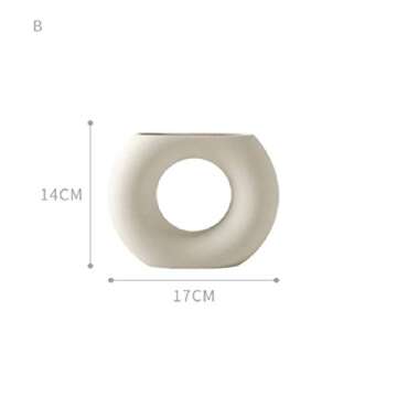 FuTaiKang White Ceramic Vases, Modern Geometric Decorative Vases, Nordic Minimalist Style Home Decor...