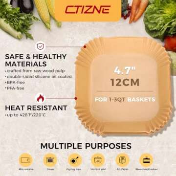 Air Fryer Liners Disposable - 100Pcs for Effortless Cooking