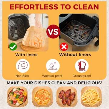 Air Fryer Liners - 100Pcs Non-Stick Baking Sheets for Easy Cleanup
