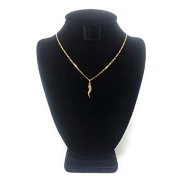 14K Yellow Gold Cornicello Necklace Good Luck Charm Pendant