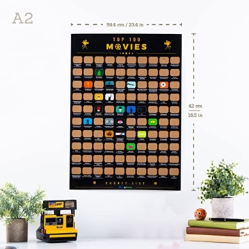 Atlas & Green Top 100 Movies Scratch Off Poster with Accessories
