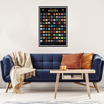 Atlas & Green Top 100 Movies Scratch Off Poster with Accessories