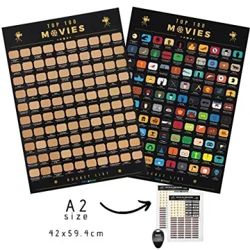 Atlas & Green Top 100 Movies Scratch Off Poster with Accessories