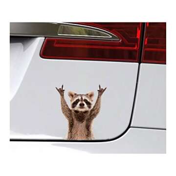 Raccoon Rock Sign Car Decal - Decal, Sticker, Vinyl Decal, Car Sticker, Rock, Hand Gestures, Funny, Animal, Window Sticker, Raccoon, Bumper Sticker