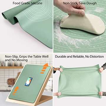 Silicone Baking Mat Extra Large Non-stick Baking Mat With High Edge, Food Grade Silicone Dough Rolli...