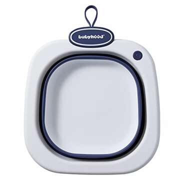 Babyhood Multi-Purpose Collapsible Wash Basin for Kids and Babies, Lightweight Portable Folding Basi...