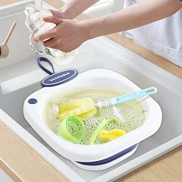 Babyhood Multi-Purpose Collapsible Wash Basin for Kids and Babies, Lightweight Portable Folding Basin for Washing Baby Bottles and Breast Pump Parts and Home Kitchen Outdoor Camping Use (2021 Blue)
