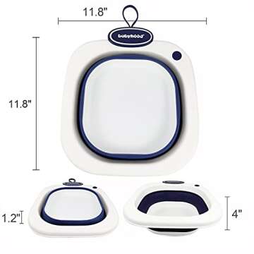 Babyhood Multi-Purpose Collapsible Wash Basin for Kids and Babies, Lightweight Portable Folding Basin for Washing Baby Bottles and Breast Pump Parts and Home Kitchen Outdoor Camping Use (2021 Blue)