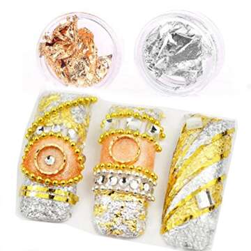 Minejin Nail Art Foil Set - Gold Silver Paillette Chips
