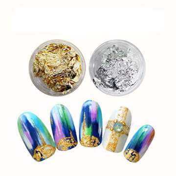 Minejin Nail Art Foil Set - Gold Silver Paillette Chips
