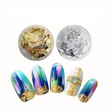 Minejin Nail Art Foil Set - Gold Silver Paillette Chips