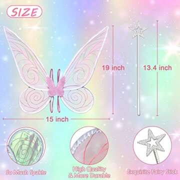 quescu Fairy Wings for Adults,Butterfly Wings for Girls,Angel Wings,Fairy Costume for Women Hallowee...