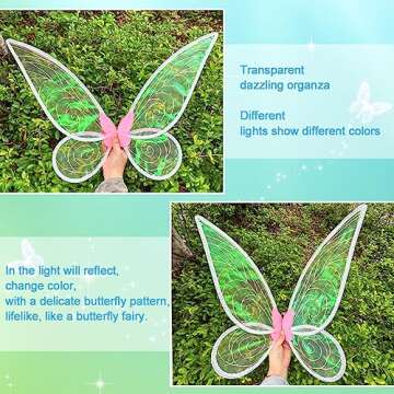 quescu Fairy Wings for Adults,Butterfly Wings for Girls,Angel Wings,Fairy Costume for Women Halloween Dress Up Party Favor (Pink)