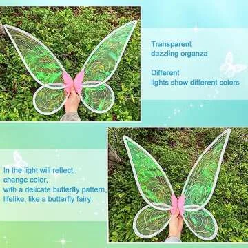 quescu Fairy Wings for Adults,Butterfly Wings for Girls,Angel Wings,Fairy Costume for Women Halloween Dress Up Party Favor (Pink)
