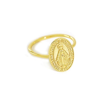 Oidims Virgin Mary Finish 925 Sterling Silver Statement Band Rings for Women Stackable Plate Knuckle...
