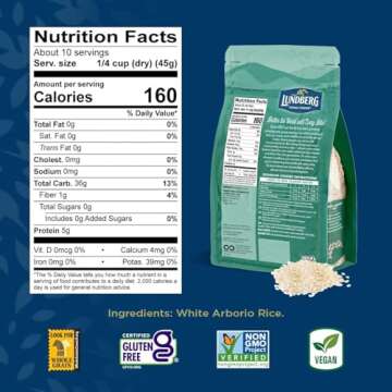 Lundberg White Arborio Rice - Short-Grain White Rice, Creamy Texture for Making Risotto, Rice Puddin...