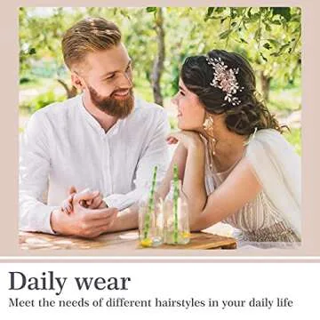 4 Pieces Bridal Rose Gold Hair Accessories for Brides and Bridesmaids Rhinestone Hair Pins Crystal Flower Barrette Wedding Combs with Leaves