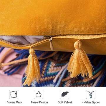 MIULEE Velvet Decorative Pillow Covers with Tassels
