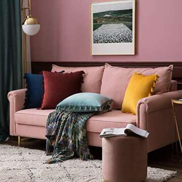 MIULEE Velvet Decorative Pillow Covers with Tassels