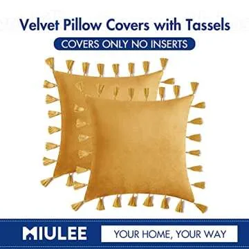 MIULEE Velvet Decorative Pillow Covers with Tassels
