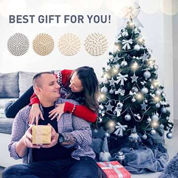 MeltsetM Coasters for Drinks Absorbent Woven Coaster Set with Holder Farmhouse Cute Cloth Fabric Cup...