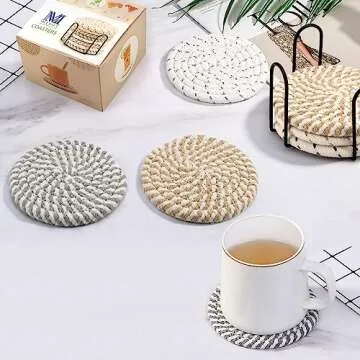 Cute & Absorbent Woven Coasters Perfect for Every Occasion
