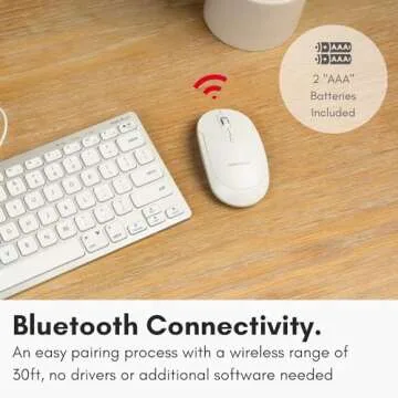 Macally Wireless Bluetooth Mouse for Mac, MacBook Pro/Air, iPad, and PC - Quiet Click and Comfortable Wireless Mouse - Compatible Wireless Apple Mouse - White Laptop Mouse Bluetooth