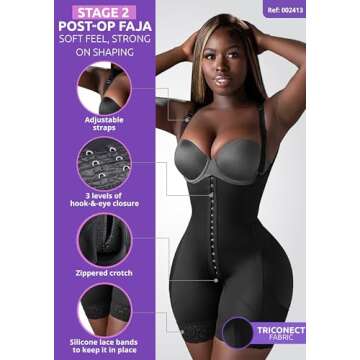 Snatched Body - Women's Stage 2 Faja Colombians without Bra Shapewear - Body Suits BBL Post Surgery Compression Garment - Tummy Control, Butt Lifting, Liposuction & Reductoras Moldeadoras-Beige Medium