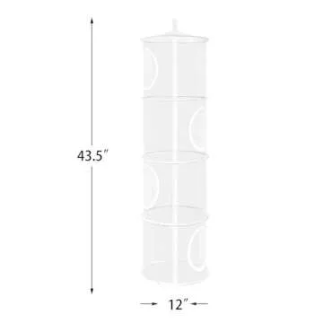 coastal rose 2Pcs Stuffed Animal Storage Foldable Stuffed Animal Net or Hammock Organizer, 4 Compartments Hanging Mesh Toy Storage Hammock for Kid Room Toys, Gloves, Hats, Socks(White)