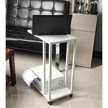 C Sofa Side End Table with Lockable Wheels - Versatile Mobile Snack Table