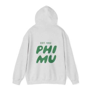 greekify Phi Mu Bubble Font Sorority Hoodie | Phi mu Trendy Sweatshirt | Big Little Gift | Recruitment Gift Ash