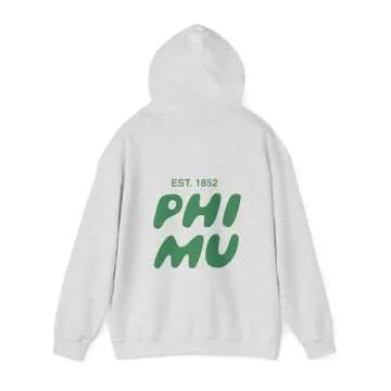 greekify Phi Mu Bubble Font Sorority Hoodie | Phi mu Trendy Sweatshirt | Big Little Gift | Recruitment Gift Ash