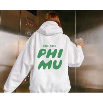 greekify Phi Mu Bubble Font Sorority Hoodie | Phi mu Trendy Sweatshirt | Big Little Gift | Recruitment Gift Ash