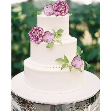 ICBOX Purple Artificial Peony Flowers 2 Bouquets Silk Peonies with Stems Real Look Purple Flowers Artificial for Decoration for Cake Decorating Table Flowers Centerpieces Home Decor Indoor (Purple)