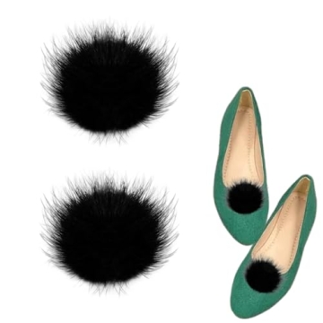 2 Pcs 1.97 Inch Mink Fur Pom Pom Shoe Clips for Stylish Shoes
