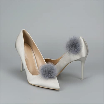 Mink Fur Pom Pom Shoe Clips for Stylish Footwear