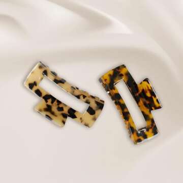 Wekin Large Hair Claw Clips for Thick Hair, 2 Pack Tortoise Hair Clips, Acrylic Celluloid French But...